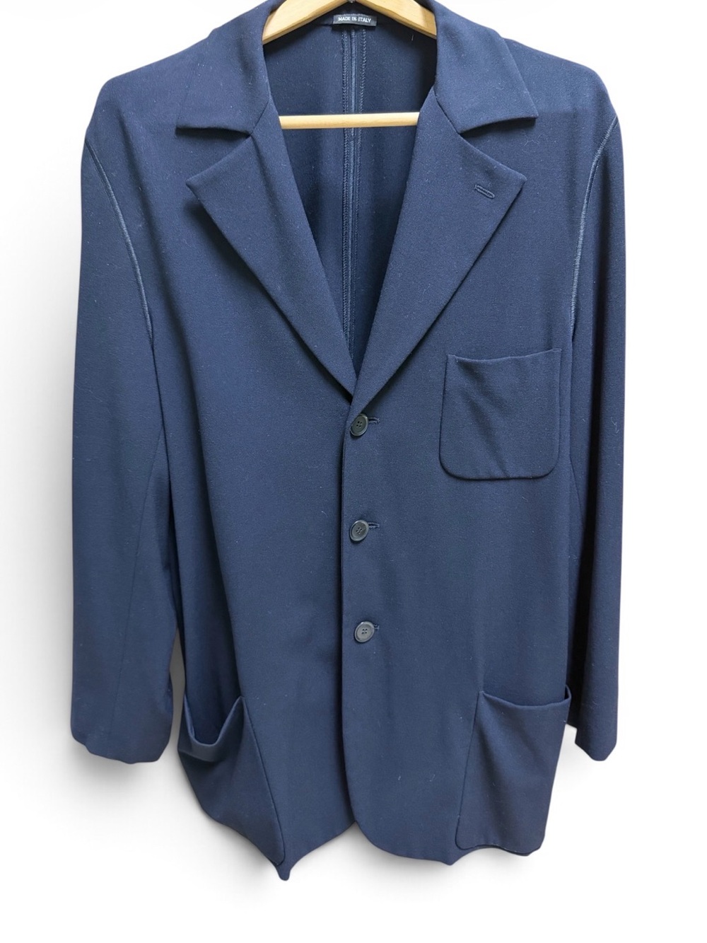 Giorgio Armani Unstructured Safari Blazer in Navy Wool Blend